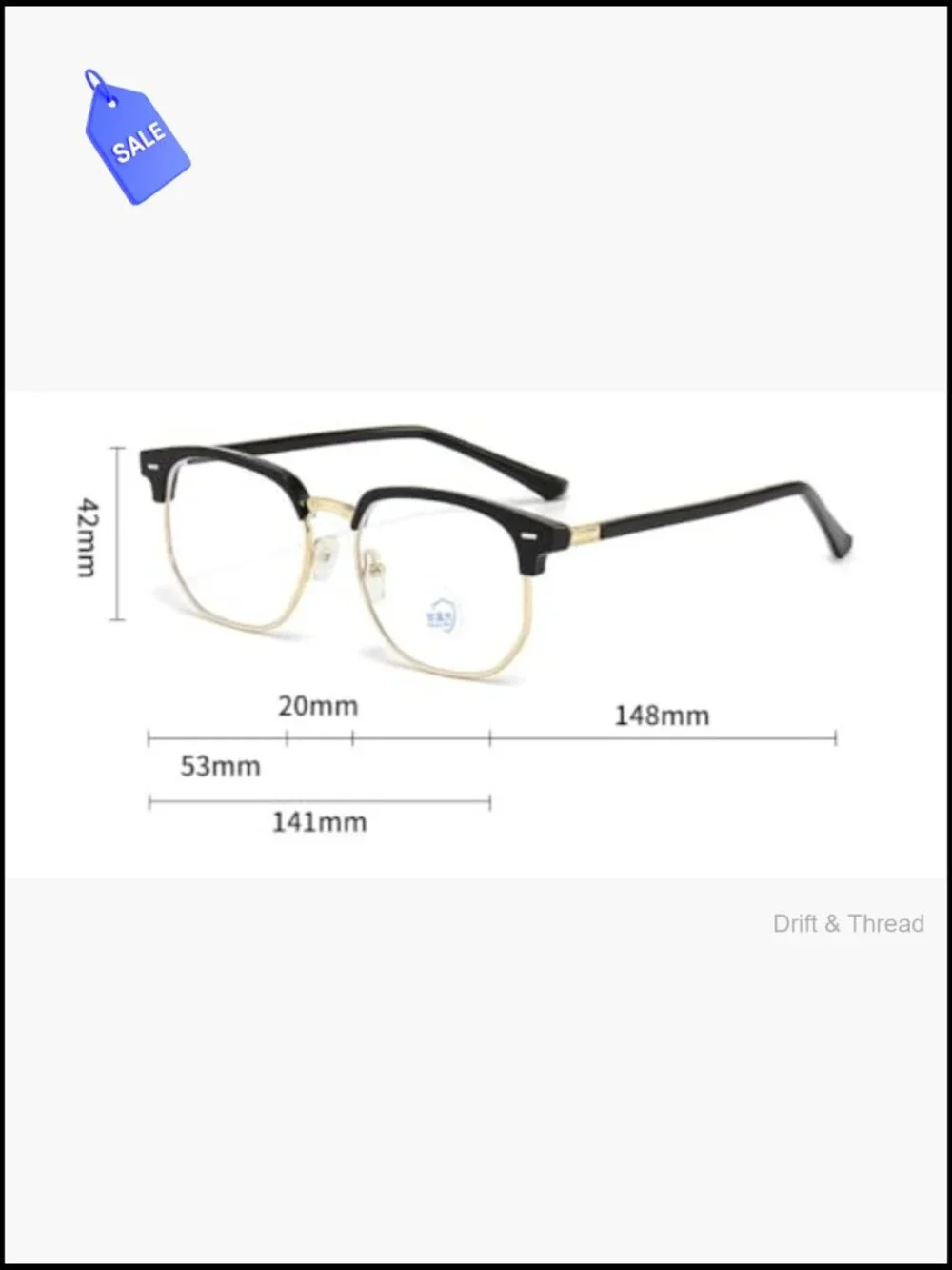 Vintage Stylish Semi-Rimless Clear Lens Glasses Blue Light Blocking